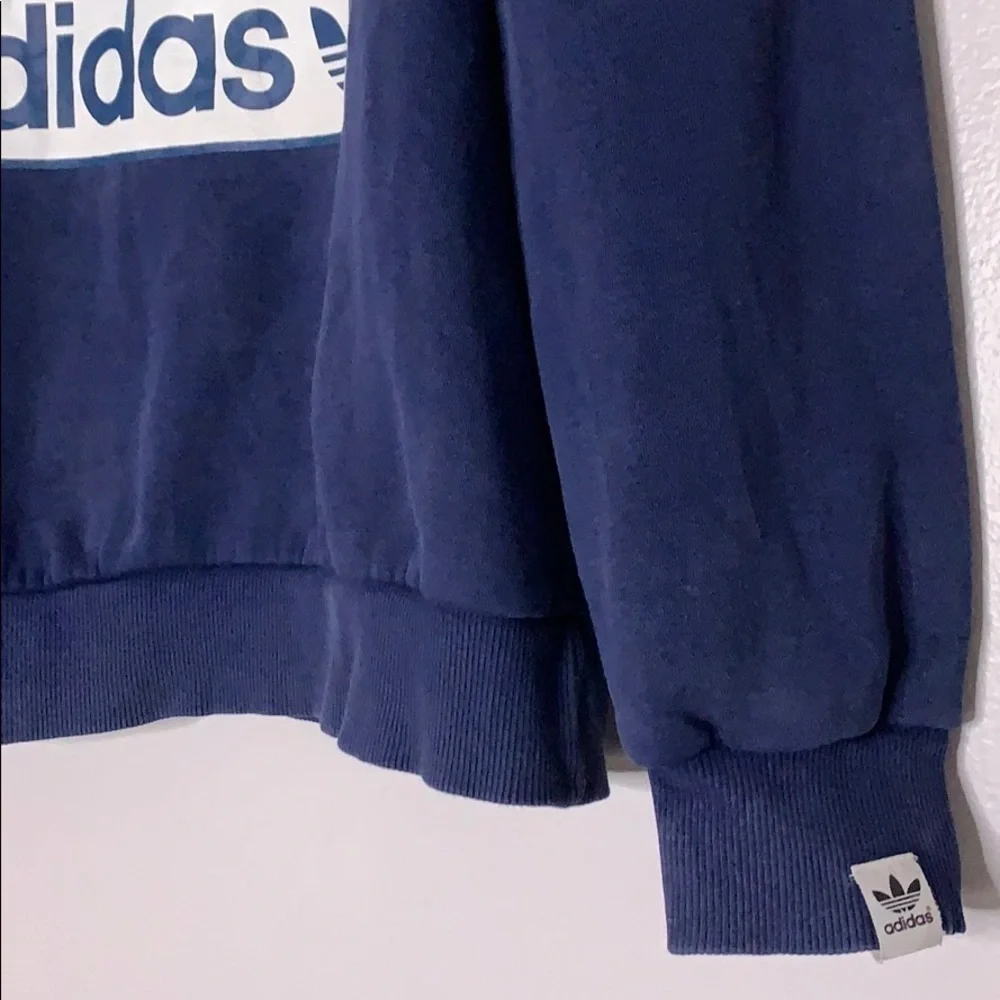 Vintage 90s Adidas Originals Crewneck large logo navy white mens small pullover